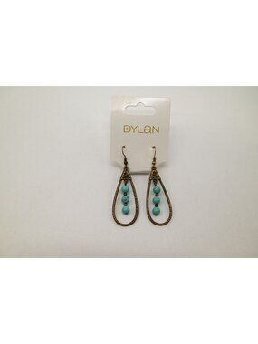 NWT Dylan Jewelry Sherri Earrings Turquoise Weathered Bronze Dangle Drop Boho